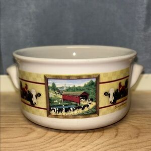 Lowell Herrero Cow Dairy Soup Bowls Mug Farmhouse Ceramic Bowl with Cow Design
